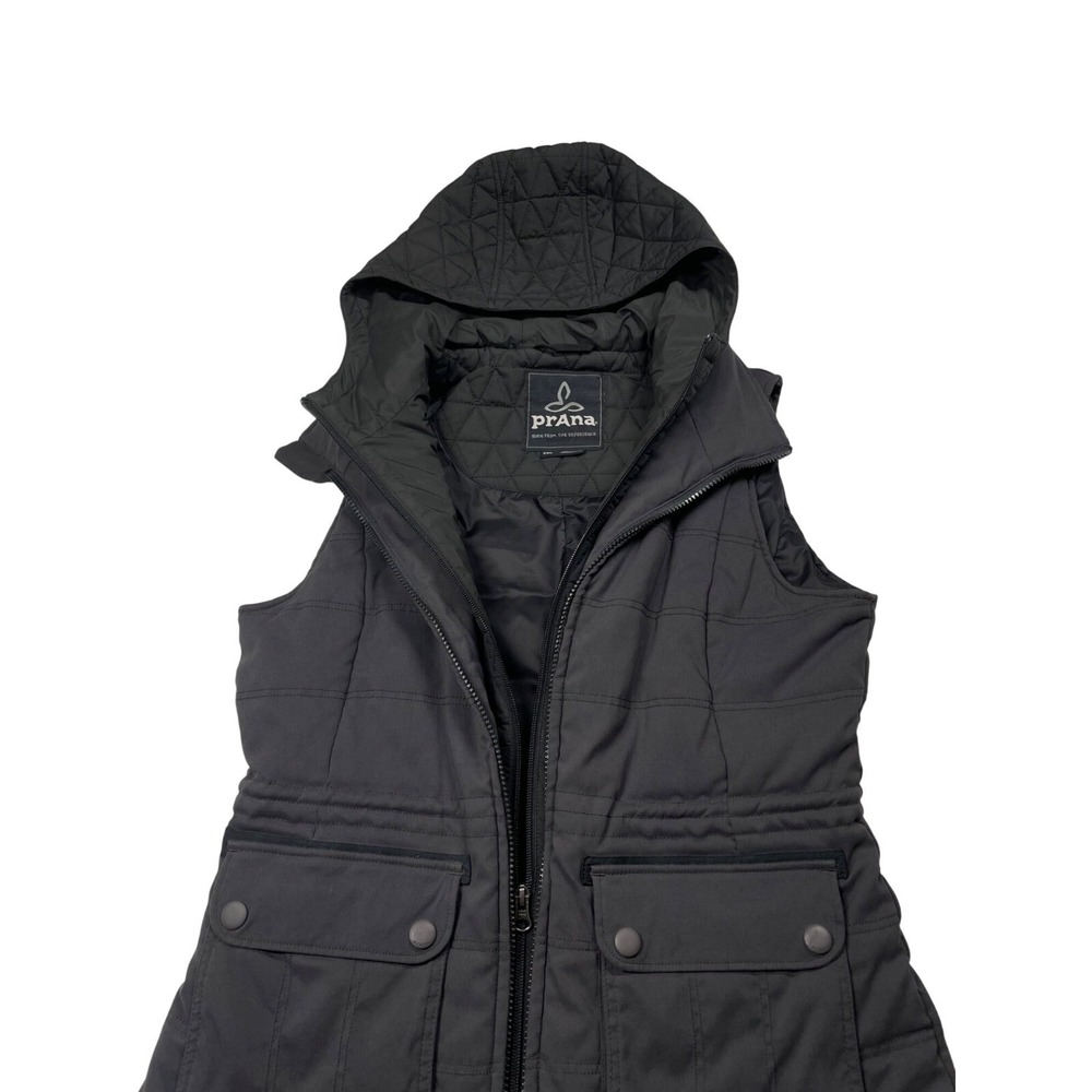 Prana Womens Gray Hooded Quilted Vest Jacket With Pockets Size S - Picture 12 of 16